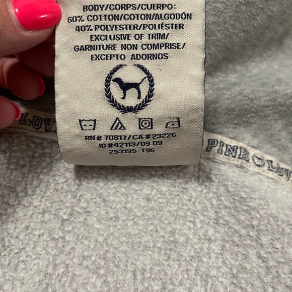 Pink Victoria’s Secret hoodie sweater jacket grey XS - Picture 9 of 10